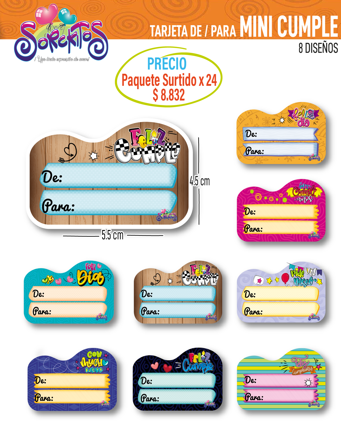 TARJETA DE/PARA MINI CUMPLEAÑOS