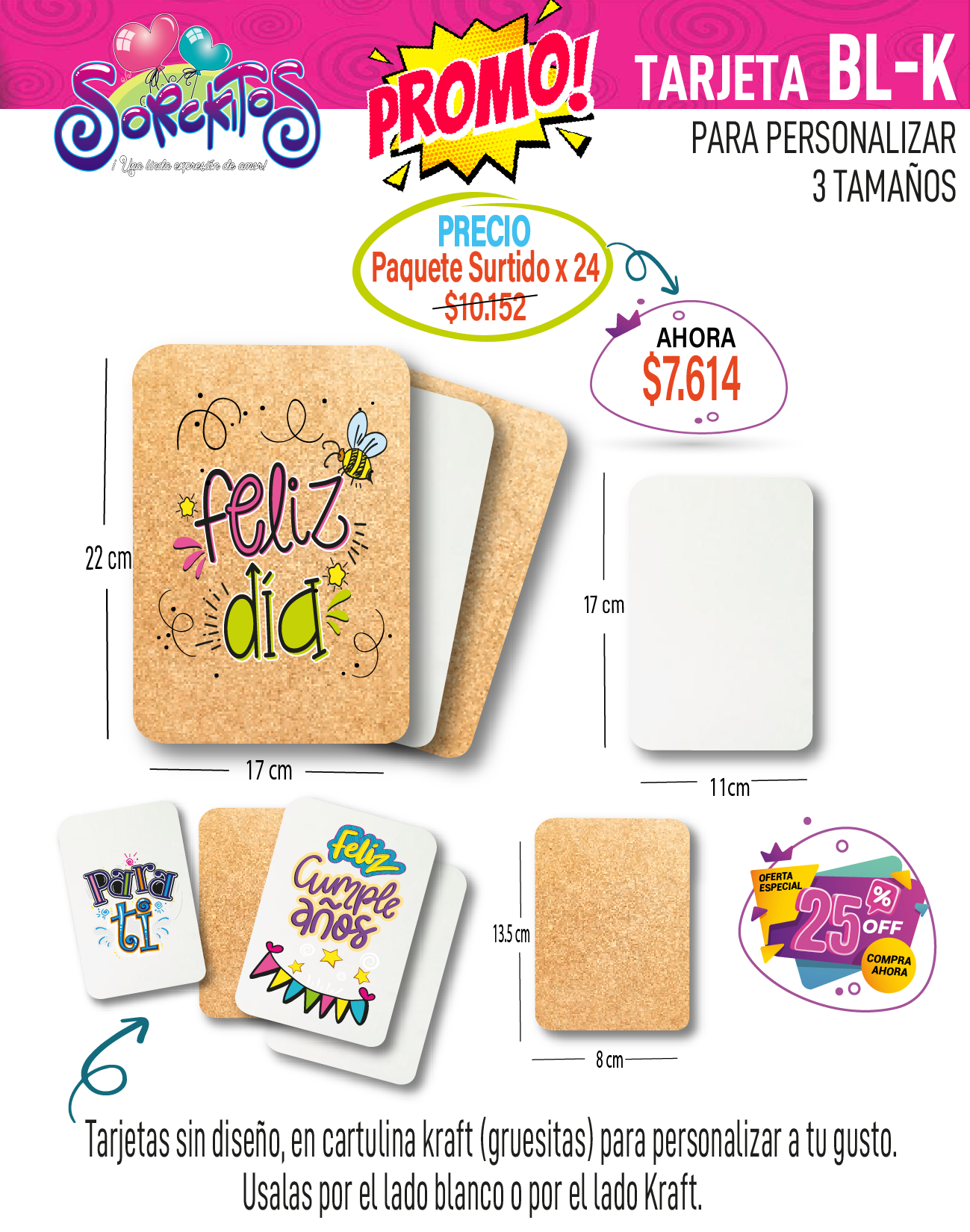 TARJETA BL-K PARA PERSONALIZAR -25% OFF