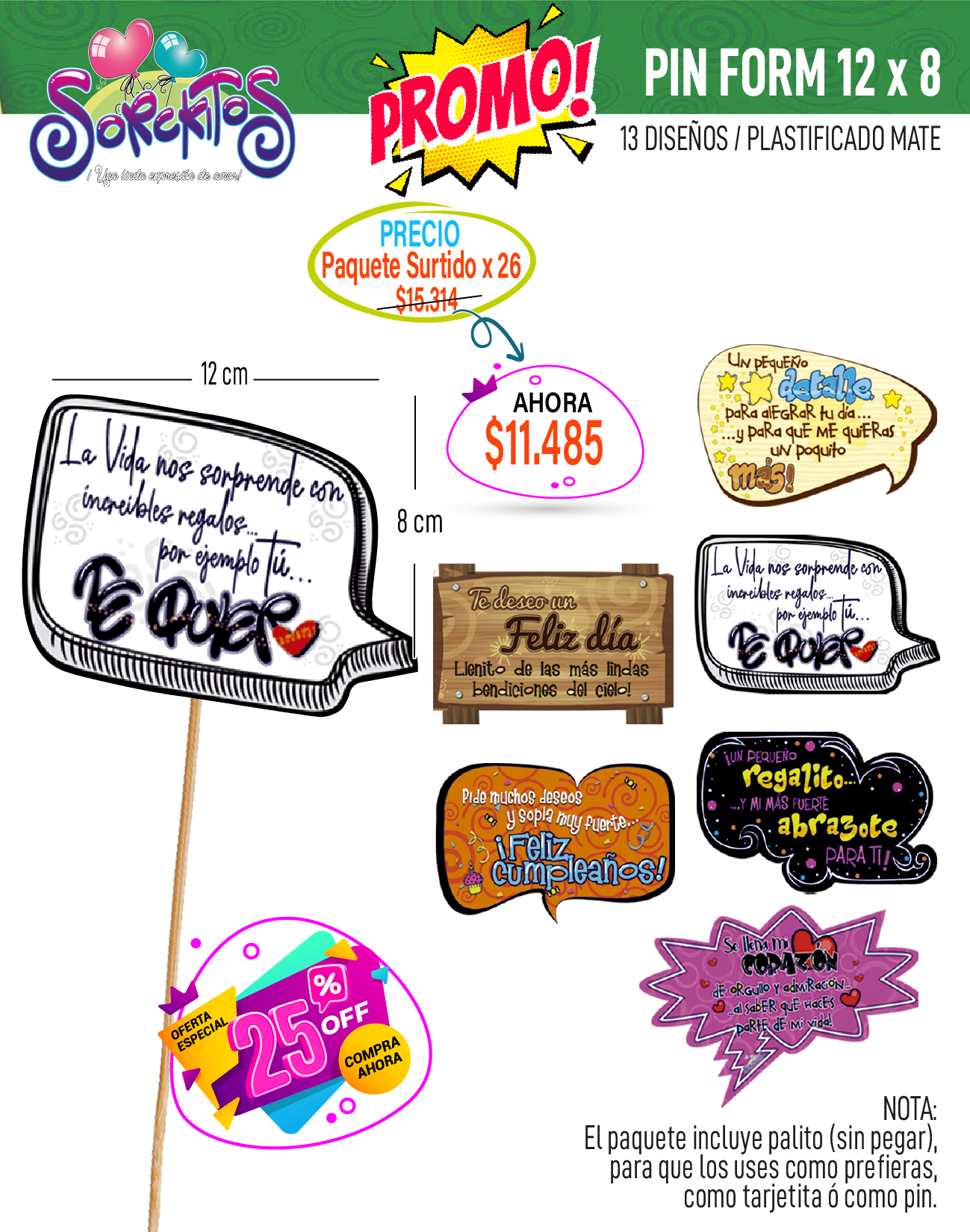 PIN FORM 12x8 -25% OFF