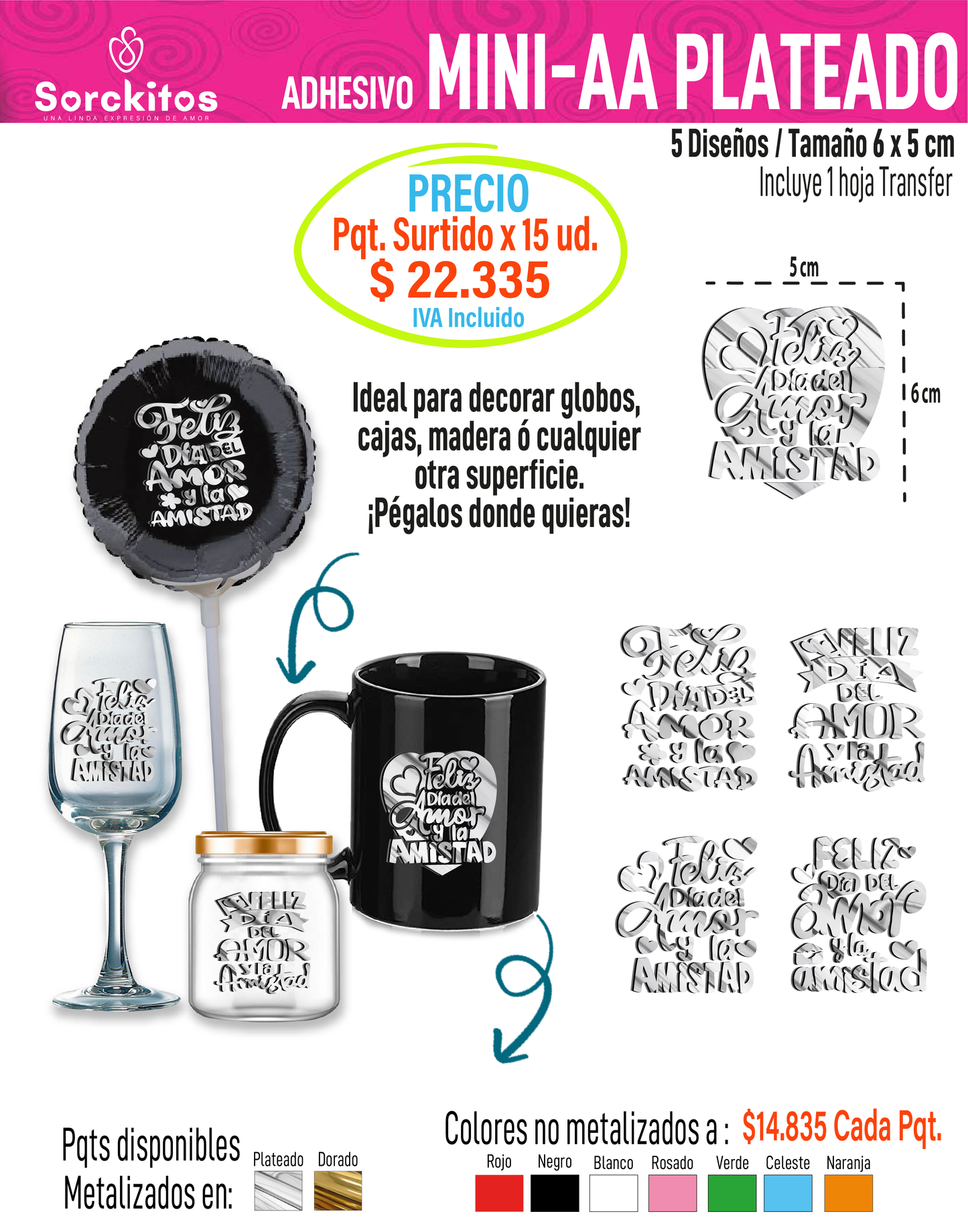 ADHESIVOS AMOR Y AMISTAD - Paquete Surtido