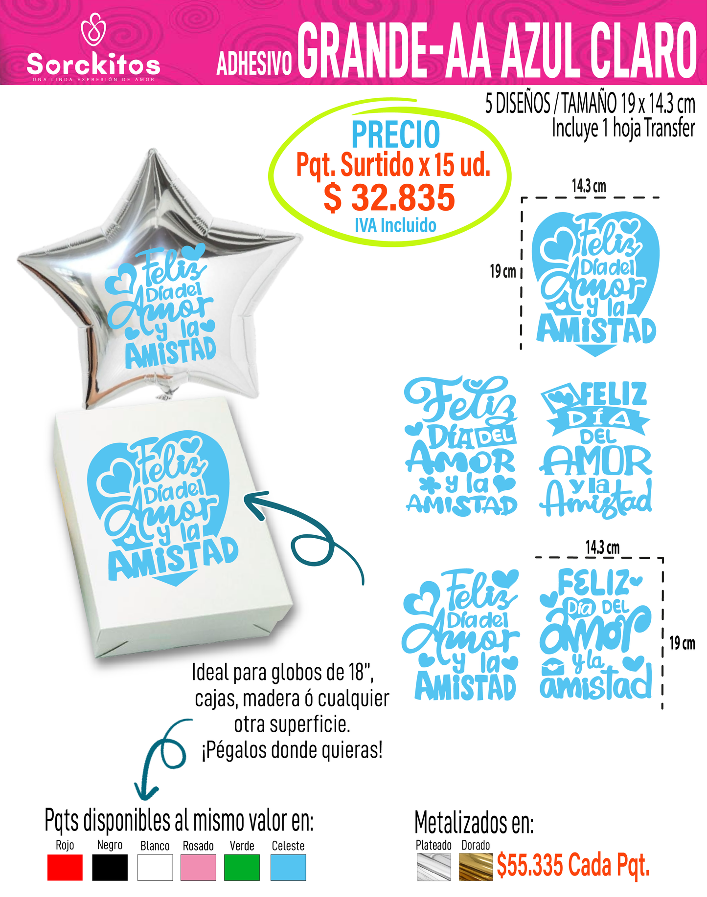 ADHESIVOS AMOR Y AMISTAD - Paquete Surtido