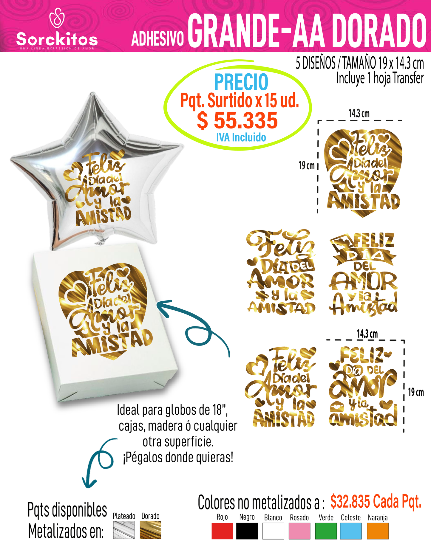 ADHESIVOS AMOR Y AMISTAD - Paquete Surtido