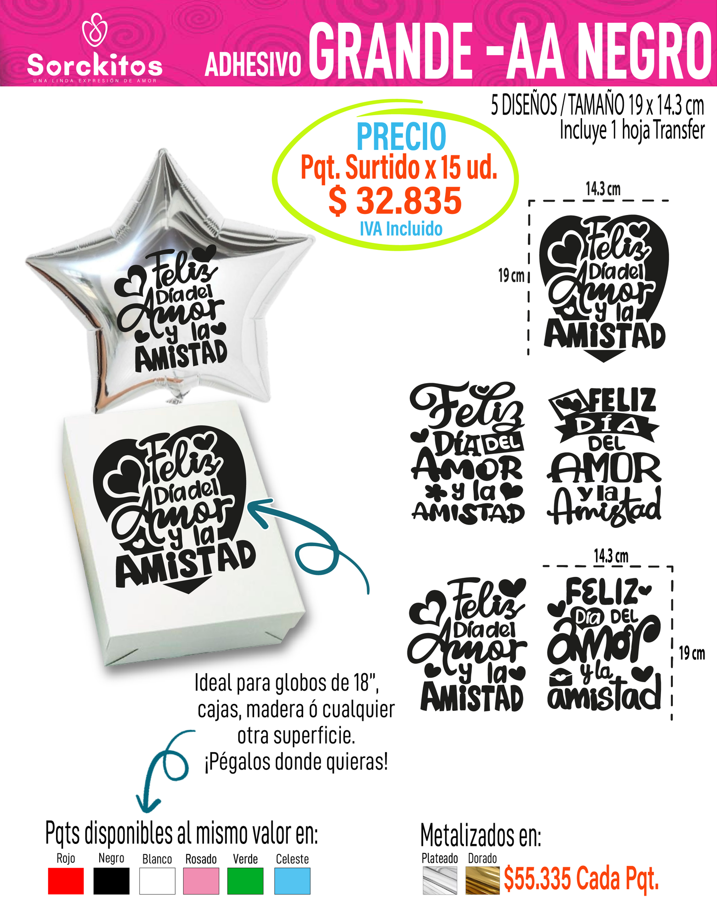 ADHESIVOS AMOR Y AMISTAD - Paquete Surtido