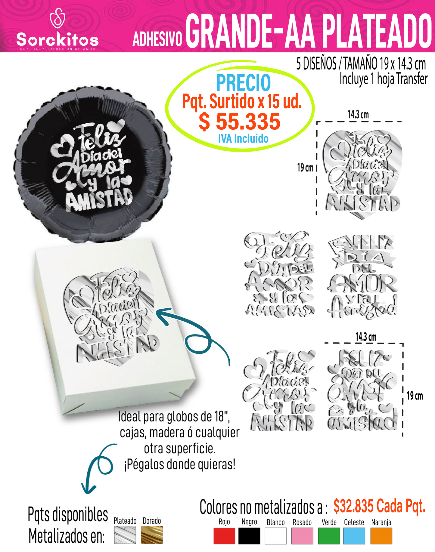 ADHESIVOS AMOR Y AMISTAD - Paquete Surtido