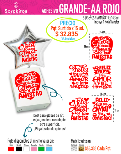 ADHESIVOS AMOR Y AMISTAD - Paquete Surtido