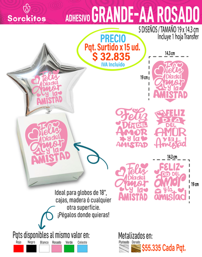 ADHESIVOS AMOR Y AMISTAD - Paquete Surtido
