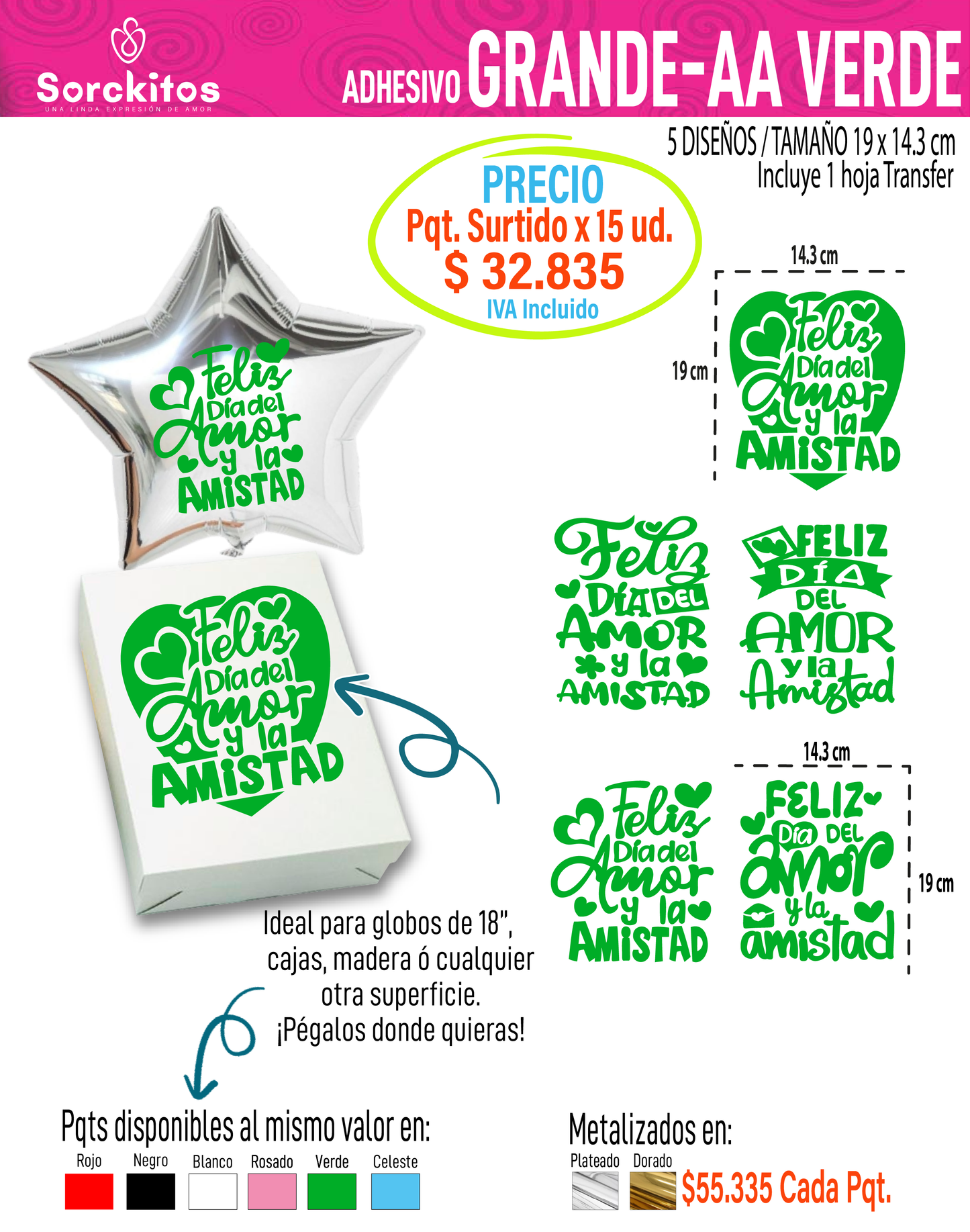 ADHESIVOS AMOR Y AMISTAD - Paquete Surtido