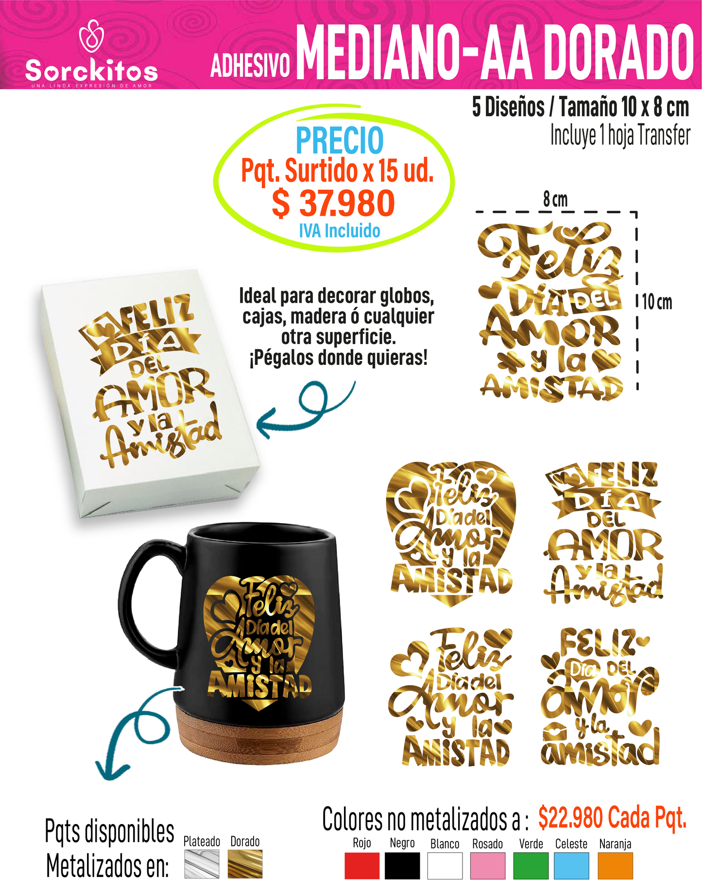 ADHESIVOS AMOR Y AMISTAD - Paquete Surtido