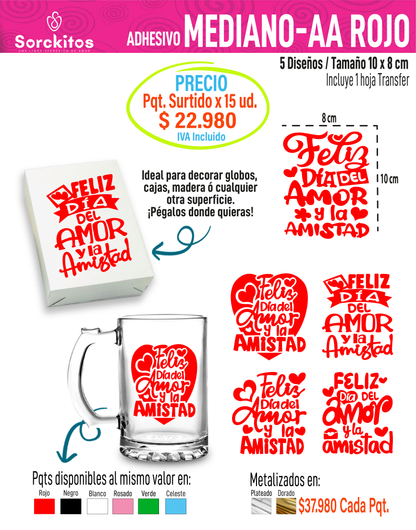 ADHESIVOS AMOR Y AMISTAD - Paquete Surtido