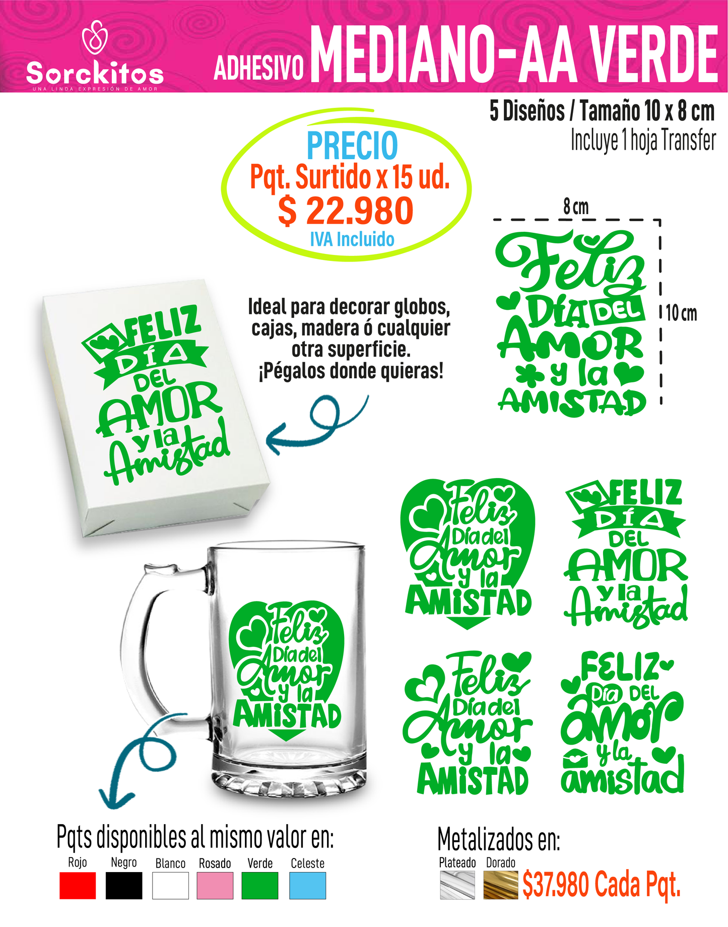 ADHESIVOS AMOR Y AMISTAD - Paquete Surtido