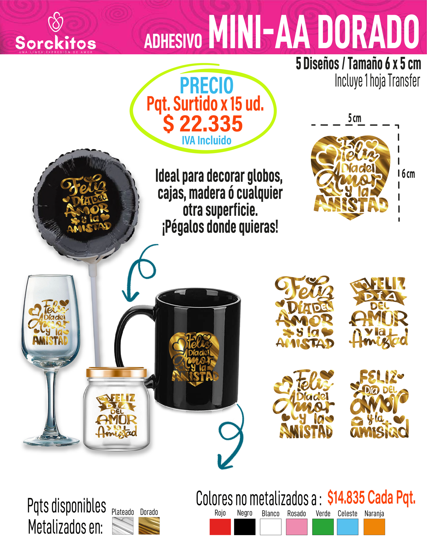 ADHESIVOS AMOR Y AMISTAD - Paquete Surtido