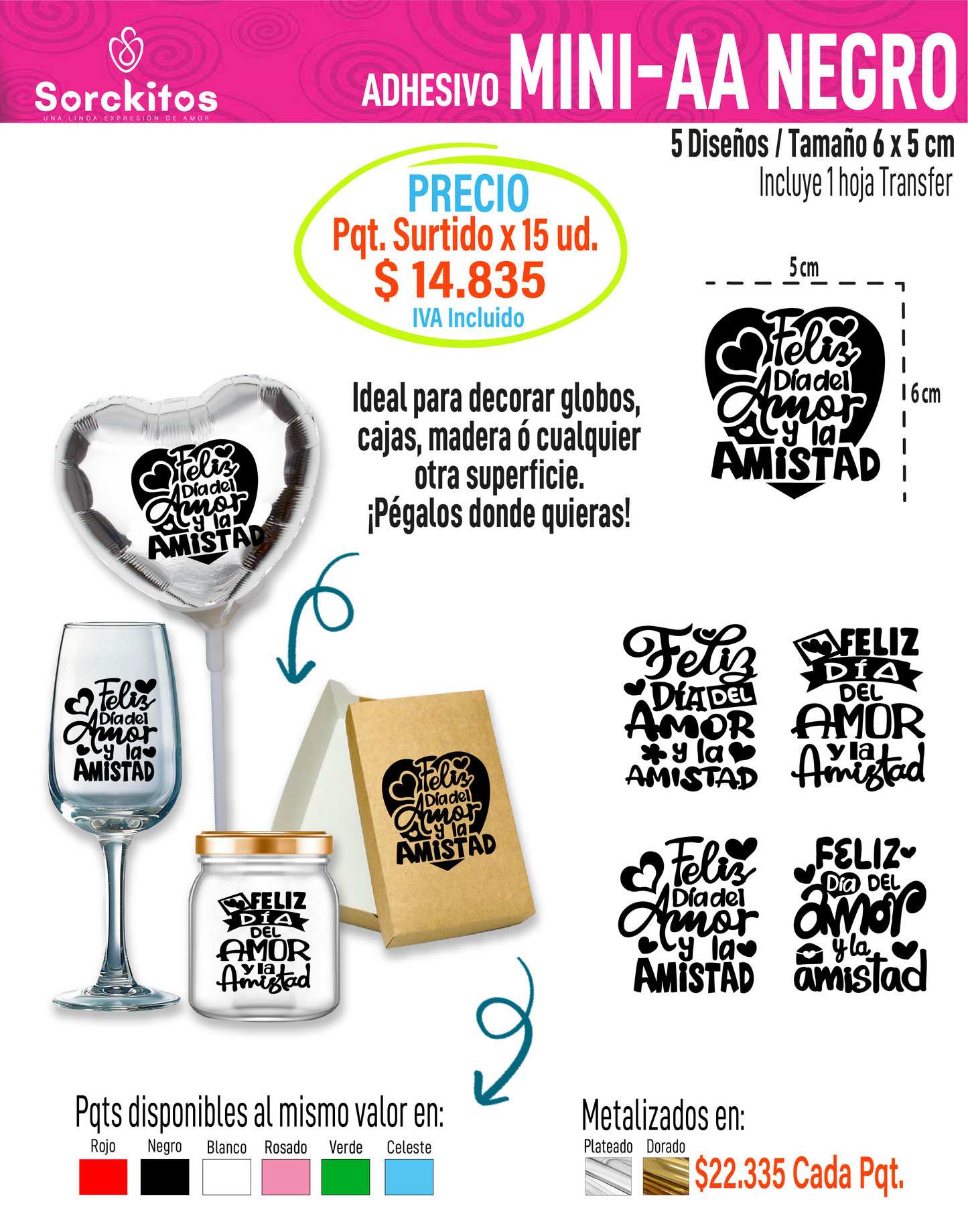 ADHESIVOS AMOR Y AMISTAD - Paquete Surtido