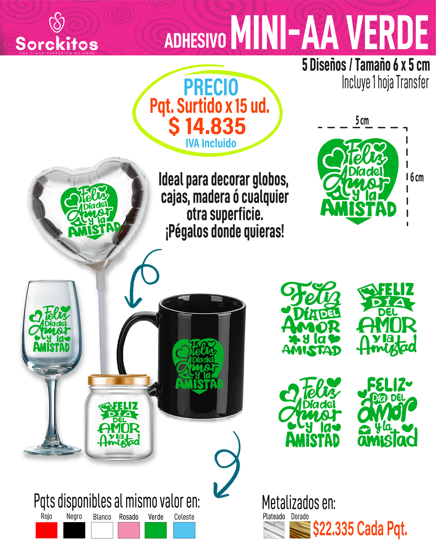 ADHESIVOS AMOR Y AMISTAD - Paquete Surtido