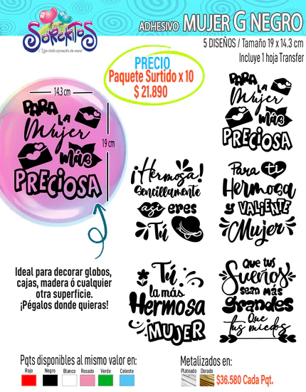 ADHESIVOS MUJER - PAQUETE SURTIDO