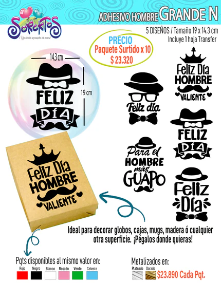 ADHESIVOS PARA HOMBRE - PAQUETES SURTIDOS