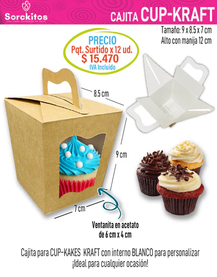 CAJA PARA CUP-CAKE CON VENTANA
